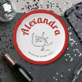 Plato De Papel Fun Cat Dance Red And White Ballerina Edward Lear