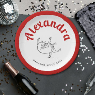 Plato De Papel Fun Cat Dance Red And White Ballerina Edward Lear