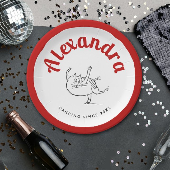 Plato De Papel Fun Cat Dance Red And White Ballerina Edward Lear (Subido por el creador)