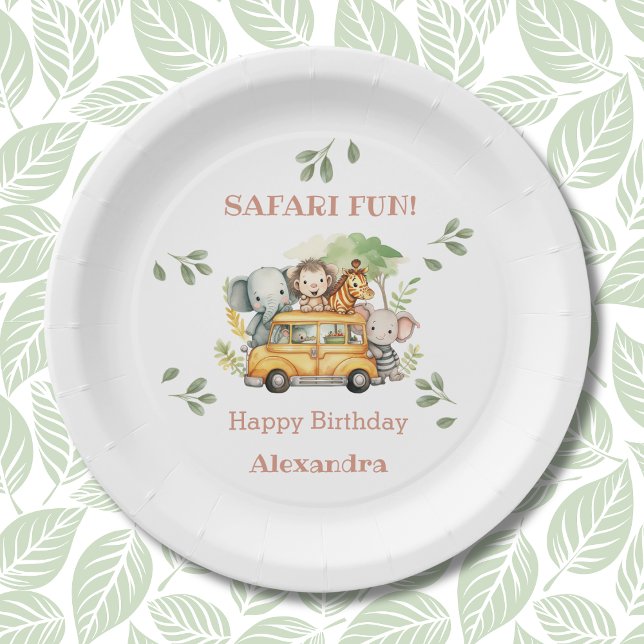 Plato De Papel Fun Chicas rosados Jungle Safari Cumpleaños (Subido por el creador)