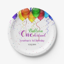 Fun Colorful Balloon Wonderland Primer cumpleaños