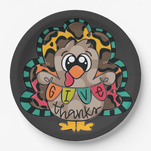 Plato De Papel Fun cute turkey shirt (Anverso)