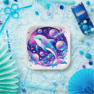 Plato De Papel Fun Dolphin Baby Shower