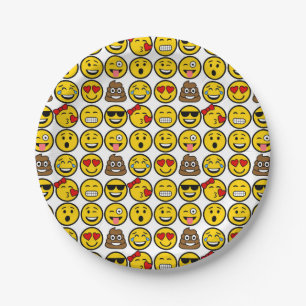Plato De Papel Fun Emoji Patrón de emoción caras