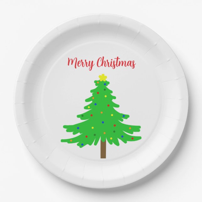 Plato De Papel Fun Festive Merry Christmas Trees (Anverso)