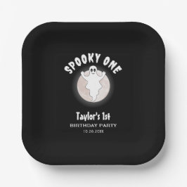 Plato De Papel Fun Halloween Ghost Spooky One First Birthday