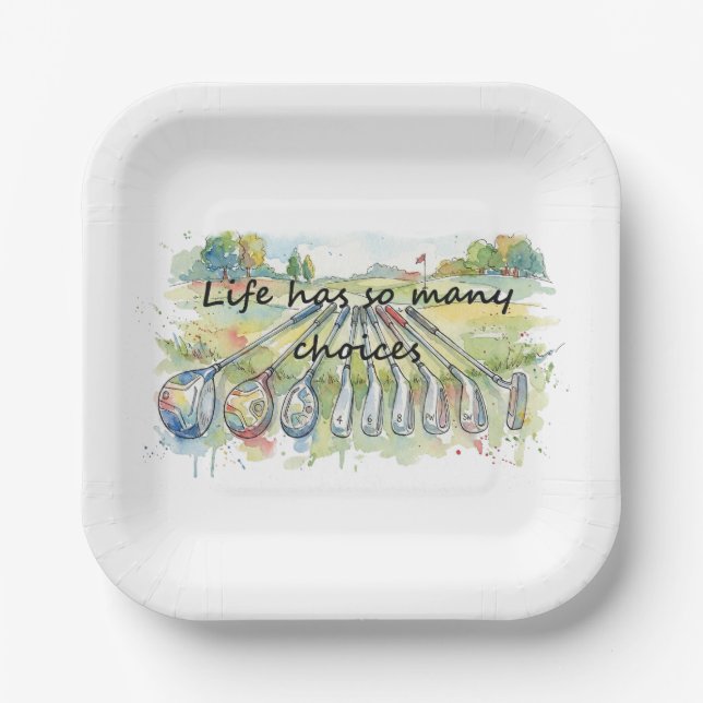 Plato De Papel Fun Humor Golf Golfing Quote Life Choices (Anverso)