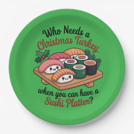 Plato De Papel Fun Kawaii Christmas Sushi Platter