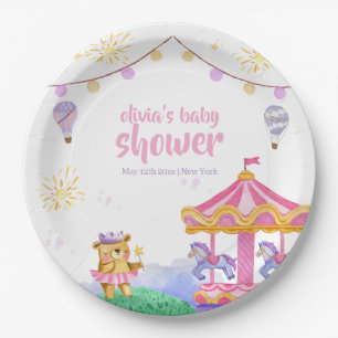Plato De Papel Fun Magical Hot Air Balloon Carousse Baby Shower