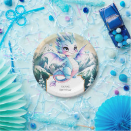 Plato De Papel Fun Majestic Ice Dragon Cumpleaños