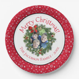 Plato De Papel Fun Merry Christmas Wreath Photo Frame Holiday