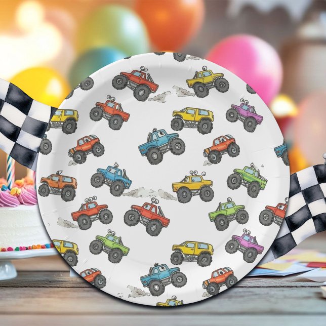 Plato De Papel Fun Monster Trucks Birthday Party  (Subido por el creador)