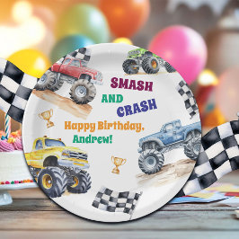 Plato De Papel Fun Monster Trucks Birthday Party