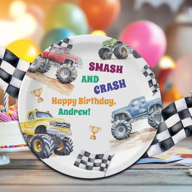 Plato De Papel Fun Monster Trucks Birthday Party  (Subido por el creador)