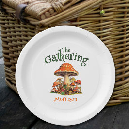 Plato De Papel Fun Mushrooms Retro Family Reunion