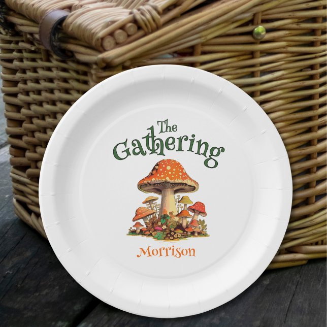 Plato De Papel Fun Mushrooms Retro Family Reunion (Subido por el creador)