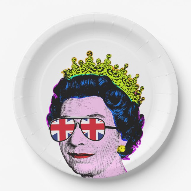 Plato De Papel Fun Pop art HM Queen Fiesta Placas de papel (Anverso)