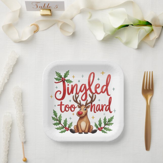 Plato De Papel Fun Quote Jingled Too Hard Christmas  (Boda)