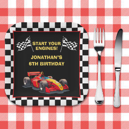 Plato De Papel Fun Racing Driver Birthday Boy