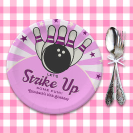 Plato De Papel Fun Retro Bowling Birthday Girl Party