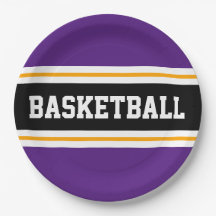 Fun Royal Purple Black Yellow BASKETBALL Stripes