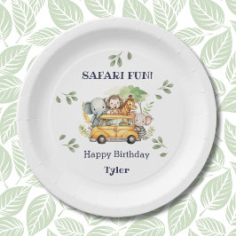 Plato De Papel Fun Safari Animal Jungle Cumpleaños