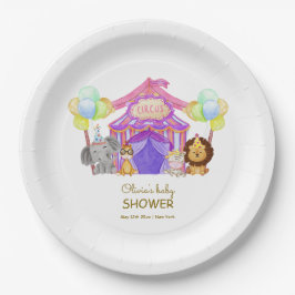 Plato De Papel Fun Safari Circus Carnio Globo Baby Shower