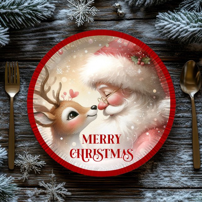 Plato De Papel Fun Santa Rudolph Cartoon Holiday Paper Plates (Fun Santa Rudolph Cartoon Holiday Paper Plates)