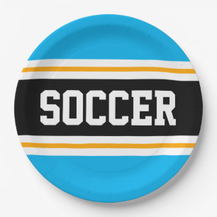 Plato De Papel Fun SOCCER Fun Sky Blue Black Yellow Carreras Stri