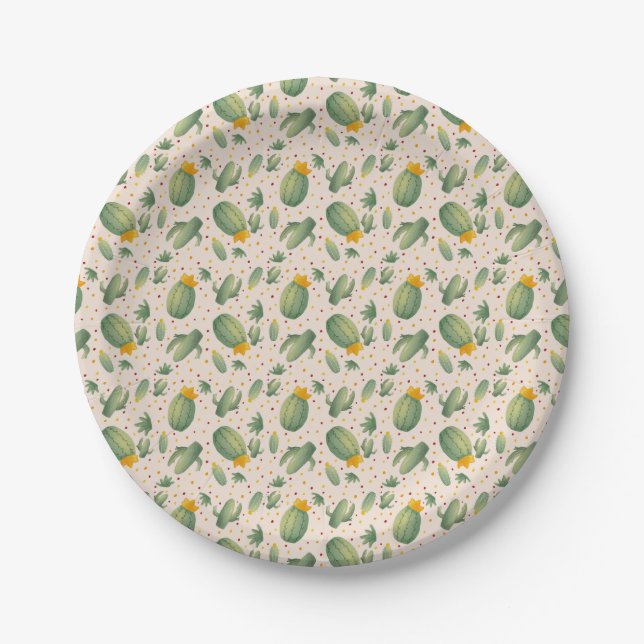 Plato De Papel Fun Summer Cactus (Anverso)