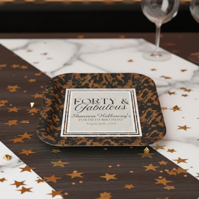 Plato De Papel Fun Tortoise Shell Birthday Forty and Fabulous (This Fun Tortoise Shell Birthday Forty and Fabulous birthday plate is fun for all!)