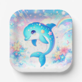 Plato De Papel Fun Under Sea Dolphin Baby Shower
