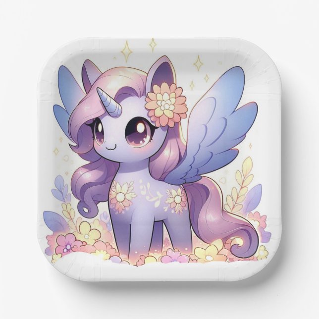 Plato De Papel Fun Unicorn Baby Shower (Anverso)