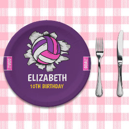 Plato De Papel Fun Volleyball Birthday Girl