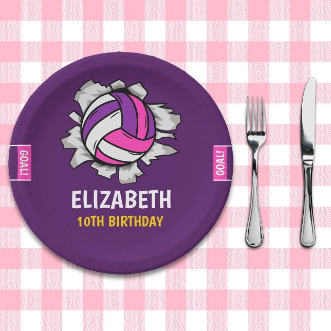 Plato De Papel Fun Volleyball Birthday Girl (Subido por el creador)