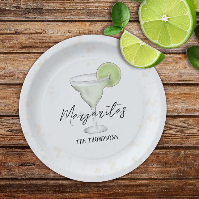Plato De Papel Fun Whimsical acuarela Margarita Cóctel Bebe (Subido por el creador)