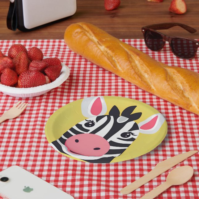Plato De Papel Fun Zebra Face safari Selva Fiesta de Cumpleaños (Picnic)