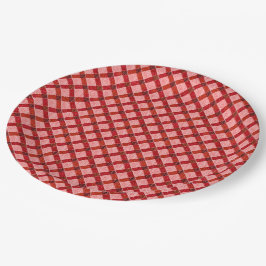 Plato De Papel Funda de tartán de cruz rosa con ligero relieve ás