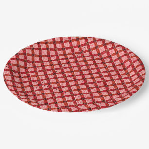 Plato De Papel Funda de tartán de cruz rosa con ligero relieve ás