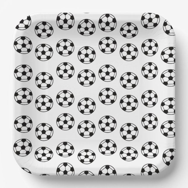 Plato De Papel Fundido patrón de pelota de fútbol (Anverso)
