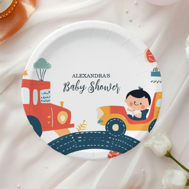 Plato De Papel Fundido Vehículo Cars Boy Baby Shower (Subido por el creador)