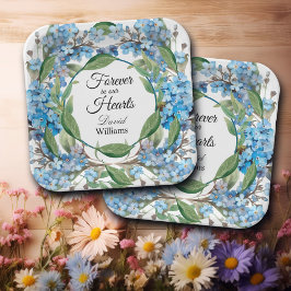 Plato De Papel Funeral de Blue Forget Me Not Flowers