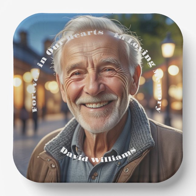 Plato De Papel Funeral fotográfico especial minimalista 1 (Anverso)