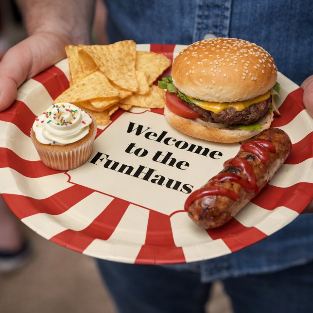 Plato De Papel FunHaus Bold Stripe Circus Party (Subido por el creador)