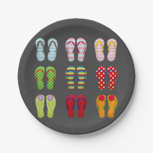 Plato De Papel Funky calzado colorido chanclas de verano