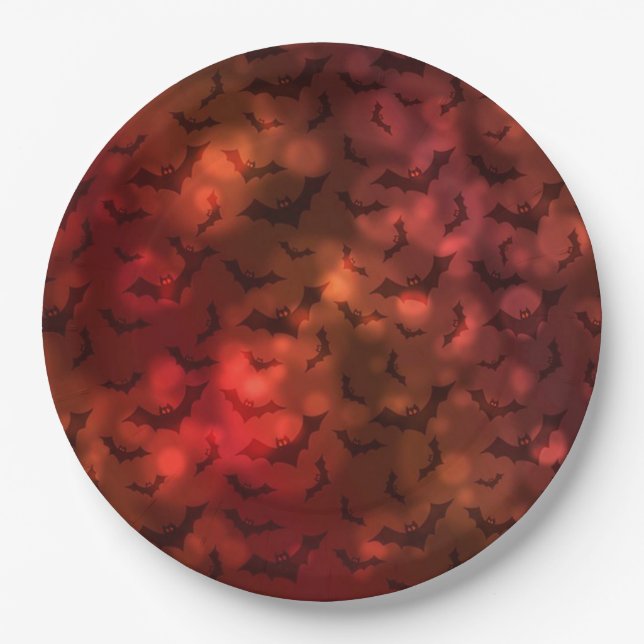 Plato De Papel Funky Neon Spooky Bats Happy Halloween Paper Plate (Anverso)