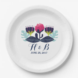Plato De Papel Funky Placas de papel Boda floral
