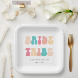 Plato De Papel Funky Retro Vintage Brie Tribe Bachelorette Party