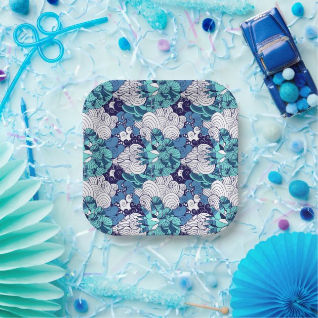 Plato De Papel Funky Seashell Pattern (Fiesta)