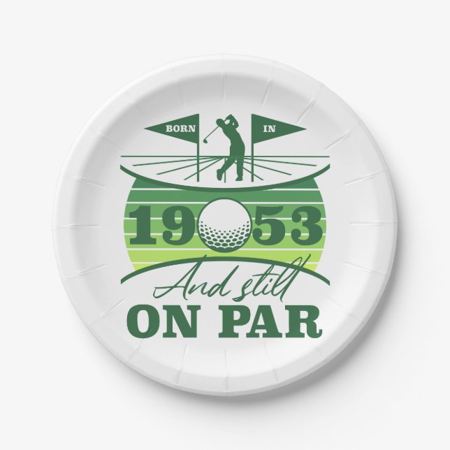 Plato De Papel Funny 1953 Golfer 70º cumpleaños (Anverso)
